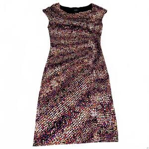 Alfani Colorful Patterned Women's Dress Size 2 Cap Sleeve Knee Length Stretch
